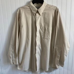 David Taylor Men's Size 16.5 Khaki Button Up Long Sleeve Shirt